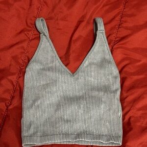 Green Ribbed Women's Top